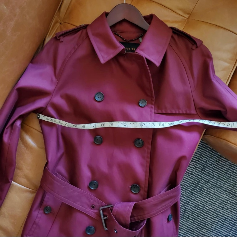 Classic Coach Short Trench Coat Oxblood Medium - Picture 12 of 15